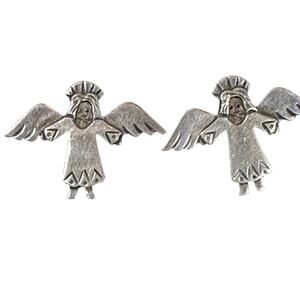 Jeep Collins Sterling Flying Angel Earrings Christian Christmas Designer Rare